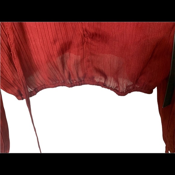 NWT House of Harlow 1960 x Revolve Burgundy XXS Cropped Peasant Style Top - Picture 3 of 9